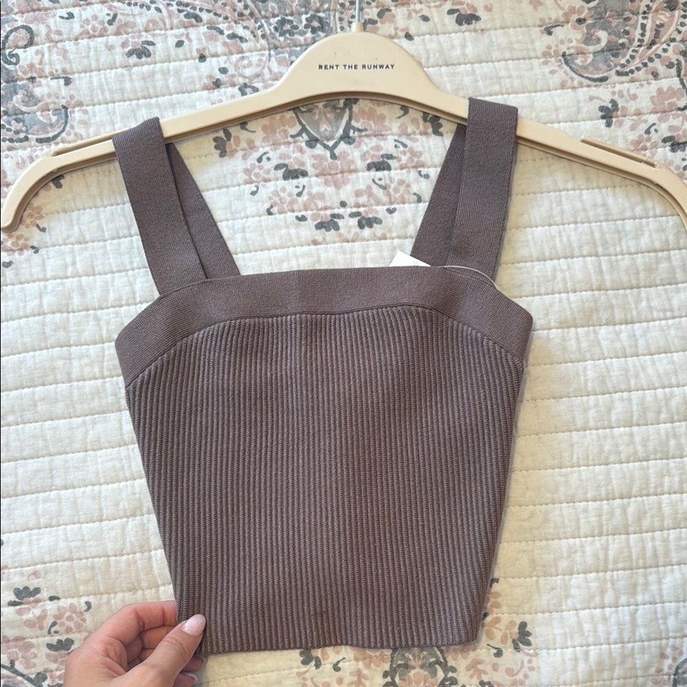 Abercrombie & Fitch Brown Ribbed Crop Tank Top
